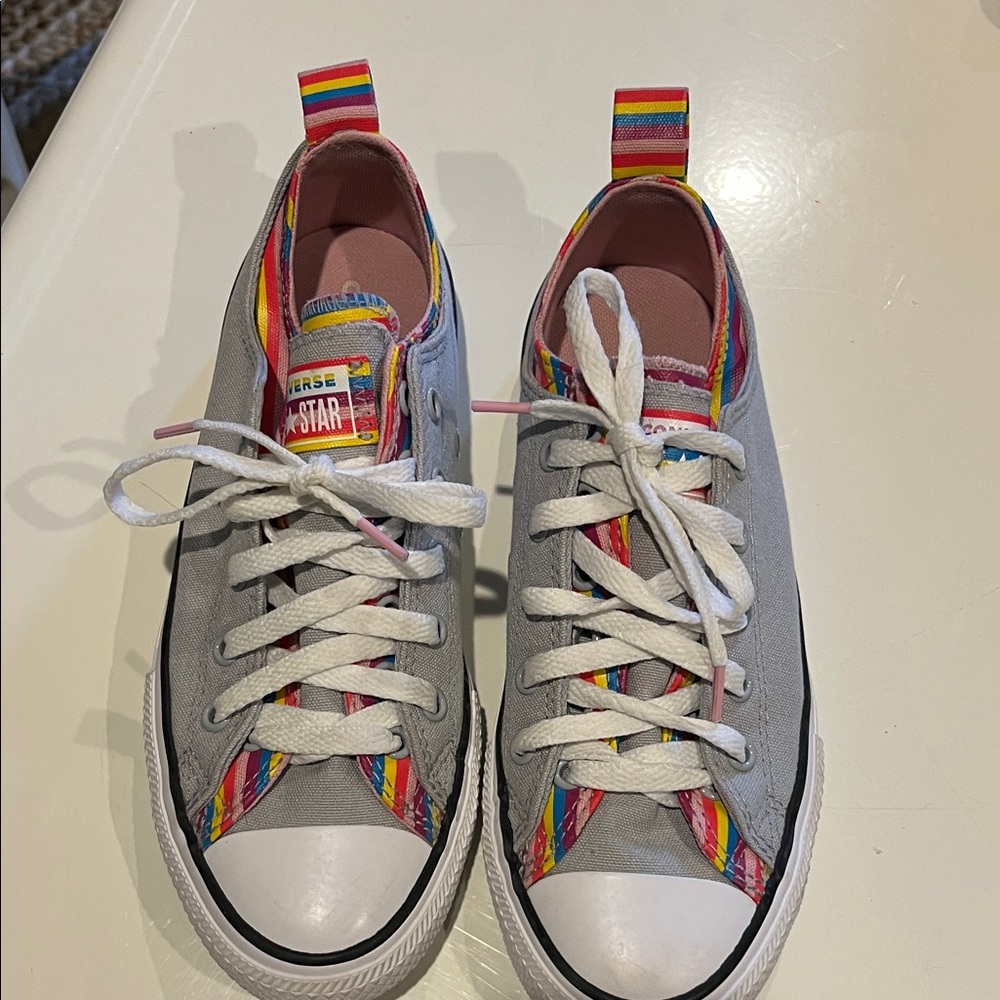 Converse Kids' Sneakers with Gray and Rainbow Stripes